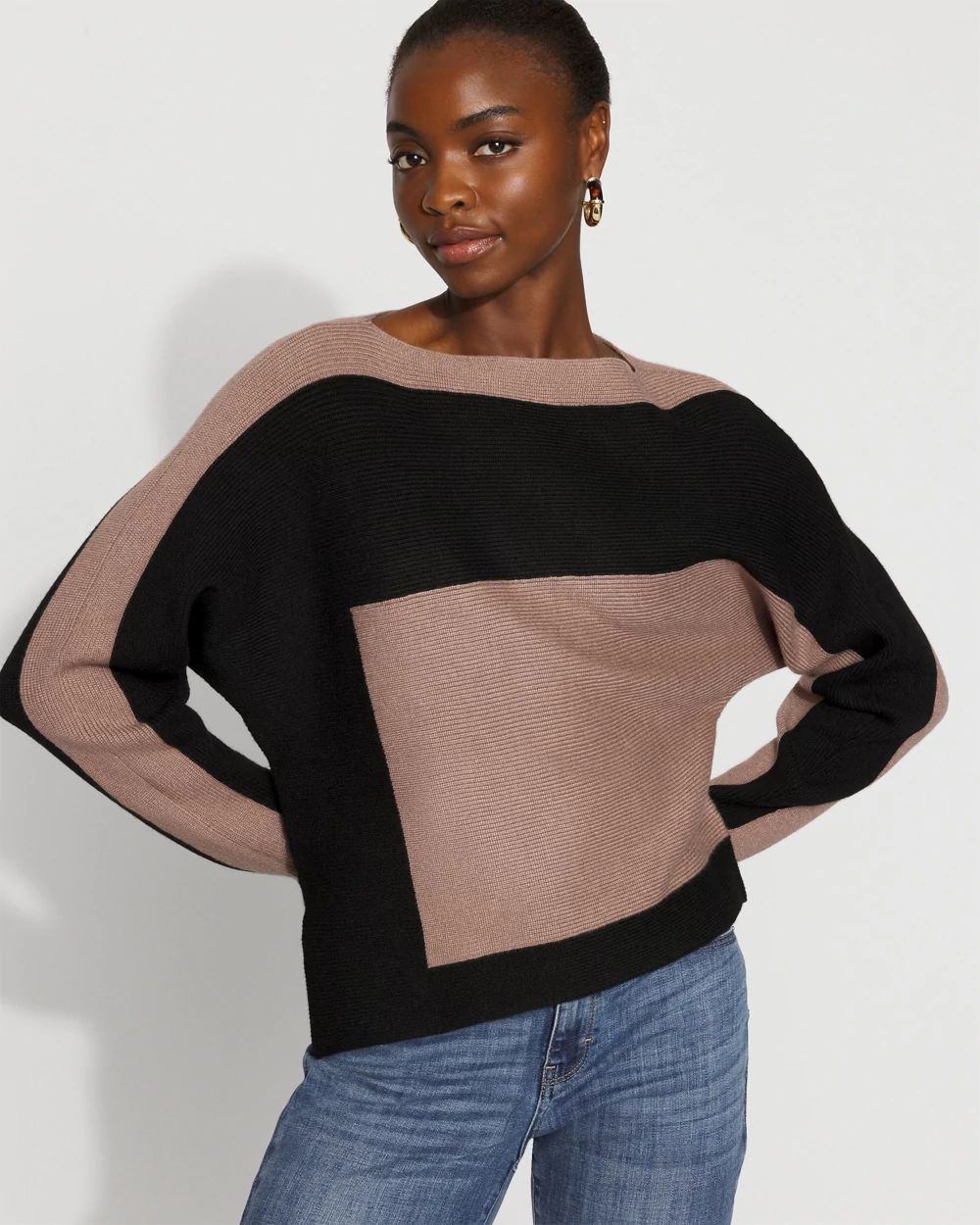 Colorblocked Asymmetric Hem Sweater | White House Black Market